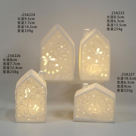 Ceramic spring house decor with LED light