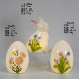 Ceramic spring egg decor with LED light