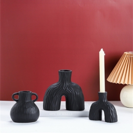 CERAMIC VASE/CANDLEHOLDER BLACK COLOR
