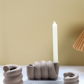 CERAMIC CANDLEHOLDER BROWN COLOR