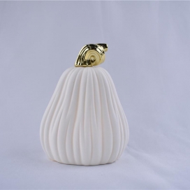 CERAMIC PUMPKIN WHITE COLOR WITH GOLD STEM
