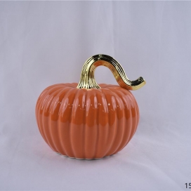 CERAMIC PUMPKIN ORANGE COLOR WITH GOLD STEM