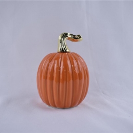 CERAMIC PUMPKIN ORANGE COLOR WITH GOLD STEM