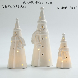 CERAMIC SNOWMAN WITH LED