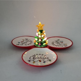CERAMIC CHRISTMAS PLATE WITH TREE