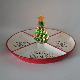 CERAMIC CHRISTMAS PLATE WITH TREE
