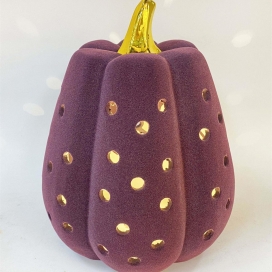 CERAMIC PUMPKIN PURPLE COLOR WITH GOLD STEM