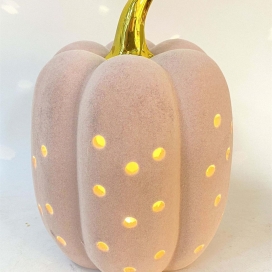 CERAMIC PUMPKIN PINK COLOR WITH GOLD STEM