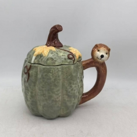 CERAMIC GREEN PUMPKIN CUP