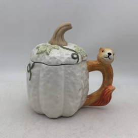 CERAMIC PUMPKIN WHITE CUP