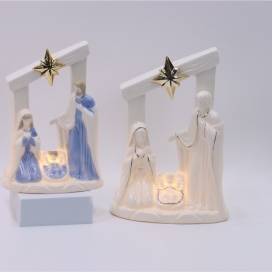 CERAMIC CHRISTIAN DECOR WITH LED LIGHT