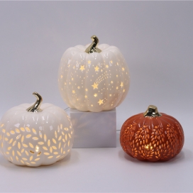 CERAMIC PUMPKIN DECOR WITH LED LIGHT