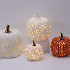 CERAMIC PUMPKIN DECOR WITH LED LIGHT