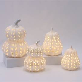 CERAMIC PUMPKIN DECOR WITH LED LIGHT