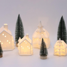 CERAMIC HOUSE DECOR WITH LED LIGHT