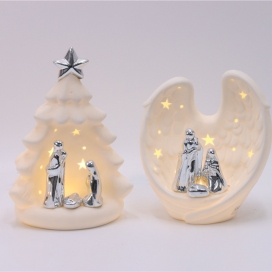 CERAMIC CHRISTIAN DECOR WITH LED LIGHT