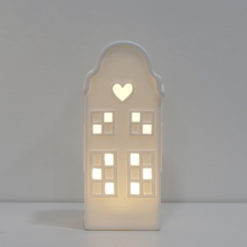 Modern Indoor Ceramic Christmas White Houses with LED Lights