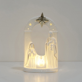 CERAMIC CHRISTIAN DECOR WITH LED LIGHT