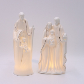 CERAMIC CHRISTIAN DECOR WITH LED LIGHT