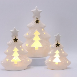 CERAMIC CHRISTMASS TREE DECOR WITH LED LIGHT