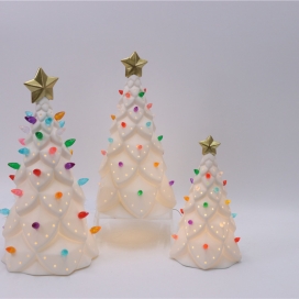 CERAMIC CHRISTMASS TREE DECOR WITH LED LIGHT