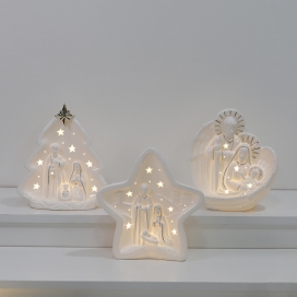 CERAMIC CHRISTIAN DECOR WITH LED LIGHT