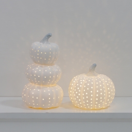 CERAMIC PUMPKIN WITH LED WHITE COLOR