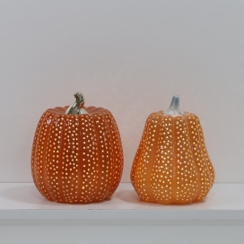 CERAMIC PUMPKIN WITH LED ORANGE COLOR