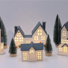 CERAMIC HOUSE DECOR WITH LED LIGHT