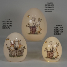 Ceramic spring egg decor with LED light