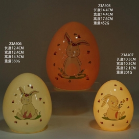 Ceramic spring egg decor with LED light