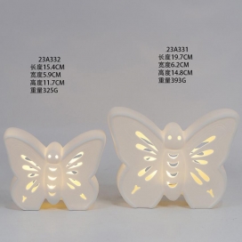Ceramic spring butterfly decor with LED light
