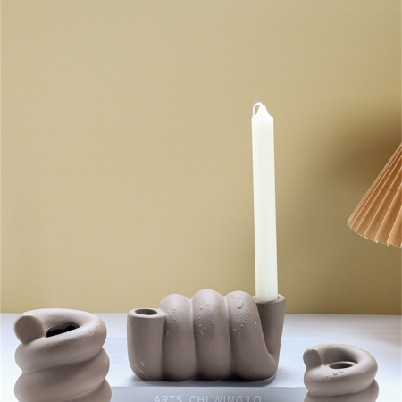 CERAMIC CANDLEHOLDER BROWN COLOR