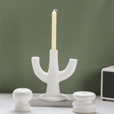 CERAMIC CANDLEHOLDER WHITE COLOR