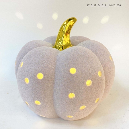 CERAMIC PUMPKIN PINK COLOR WITH GOLD STEM
