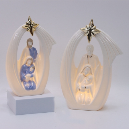 CERAMIC CHRISTIAN DECOR WITH LED LIGHT