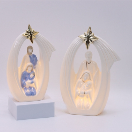 CERAMIC CHRISTIAN DECOR WITH LED LIGHT