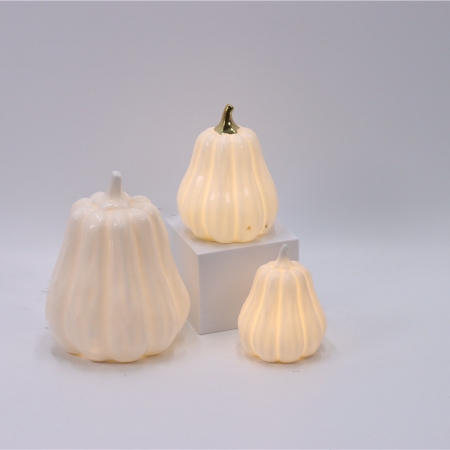 CERAMIC PUMPKIN DECOR WITH LED LIGHT