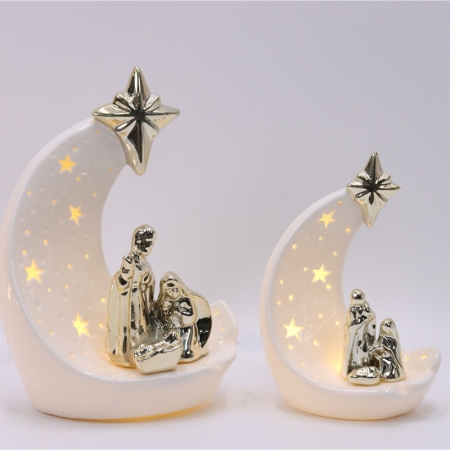 CERAMIC CHRISTIAN DECOR WITH LED LIGHT