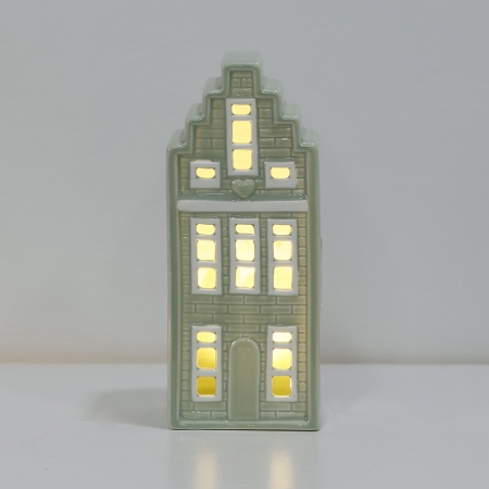 Modern Indoor Ceramic Christmas Green Houses with LED Lights