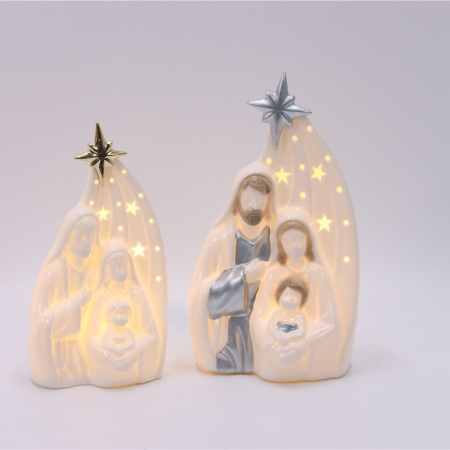 CERAMIC CHRISTIAN DECOR WITH LED LIGHT