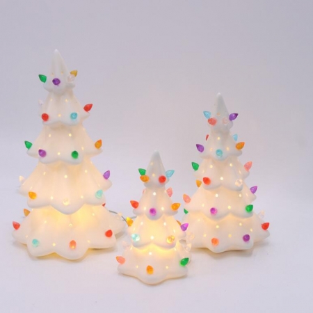 CERAMIC CHRISTMASS TREE DECOR WITH LED LIGHT