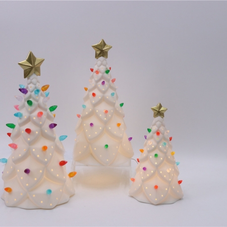 CERAMIC CHRISTMASS TREE DECOR WITH LED LIGHT