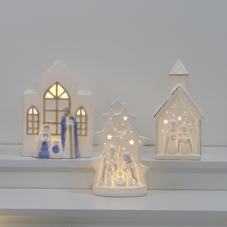 CERAMIC CHRISTMASS TREE DECOR WITH LED LIGHT
