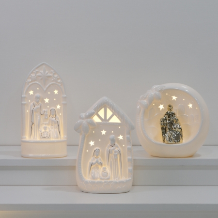 CERAMIC CHRISTIAN DECOR WITH LED LIGHT