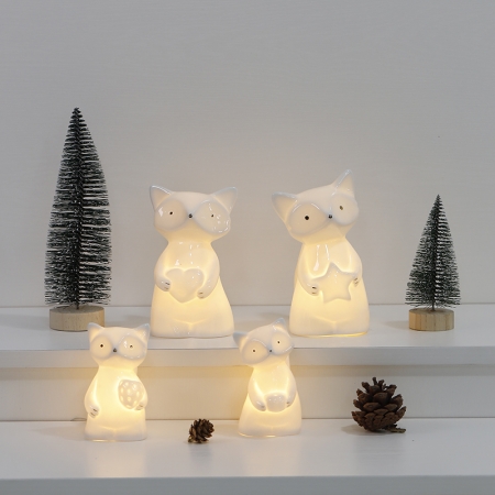 CERAMIC FOX DECORATION WITH LED
