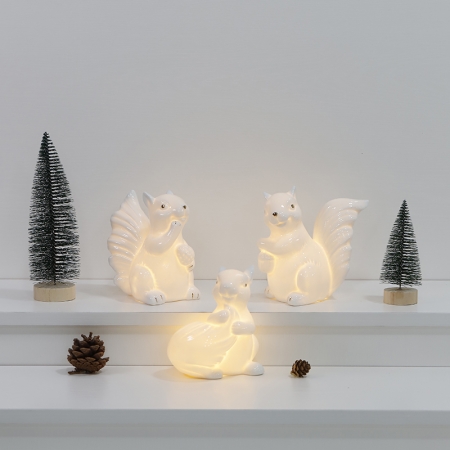 CERAMIC SQUIRREL WITH LED