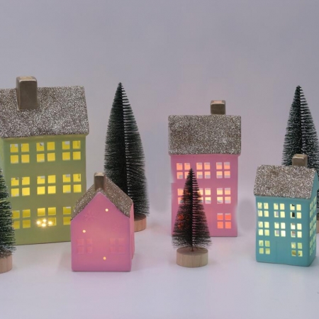 CERAMIC HOUSE DECOR WITH LED LIGHT