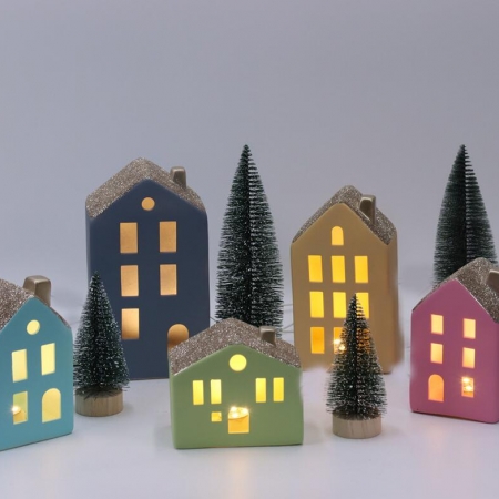 CERAMIC HOUSE DECOR WITH LED LIGHT